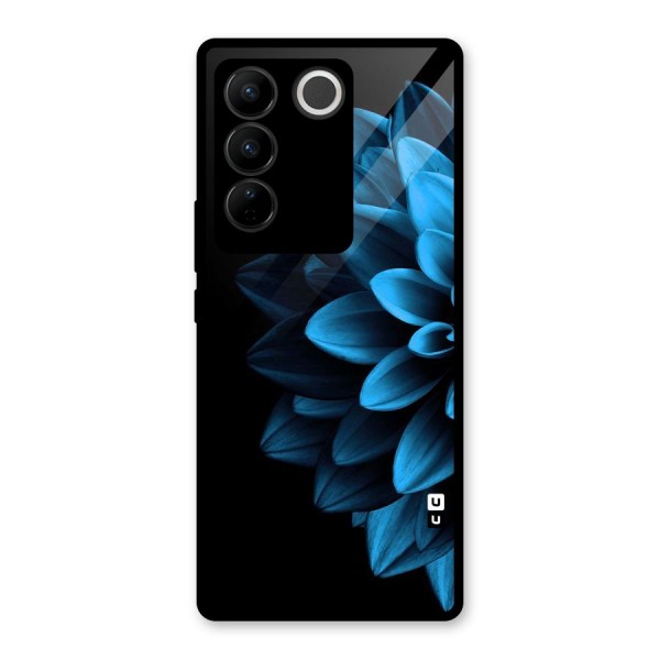 Half Blue Flower Glass Back Case for Vivo V27