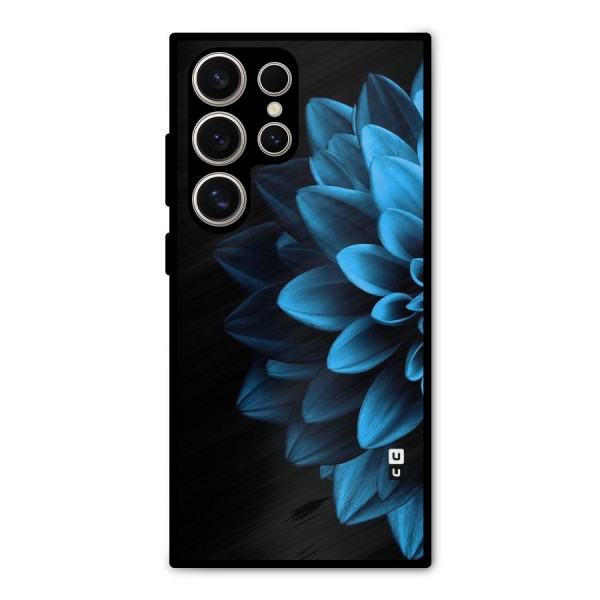 Half Blue Flower Metal Back Case for Galaxy S24 Ultra