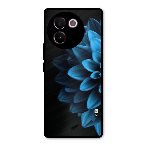 Half Blue Flower Metal Back Case for Vivo V30e