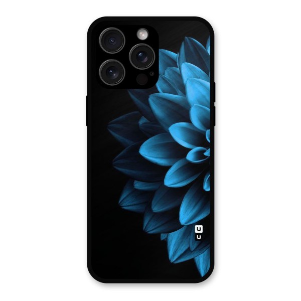 Half Blue Flower Metal Back Case for iPhone 15 Pro Max