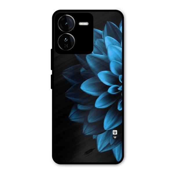Half Blue Flower Metal Back Case for iQOO Z9