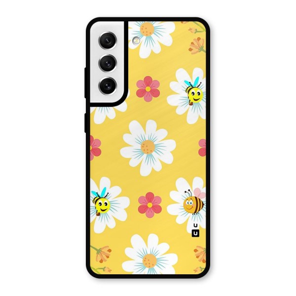 Happy Flowers Metal Back Case for Galaxy S21 FE 5G