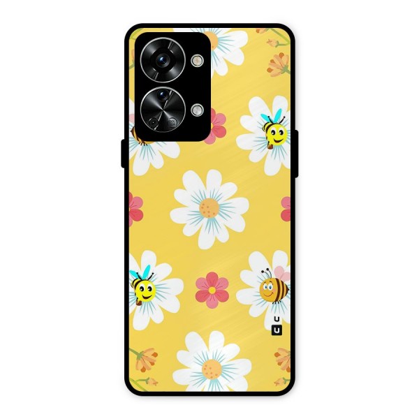 Happy Flowers Metal Back Case for OnePlus Nord 2T