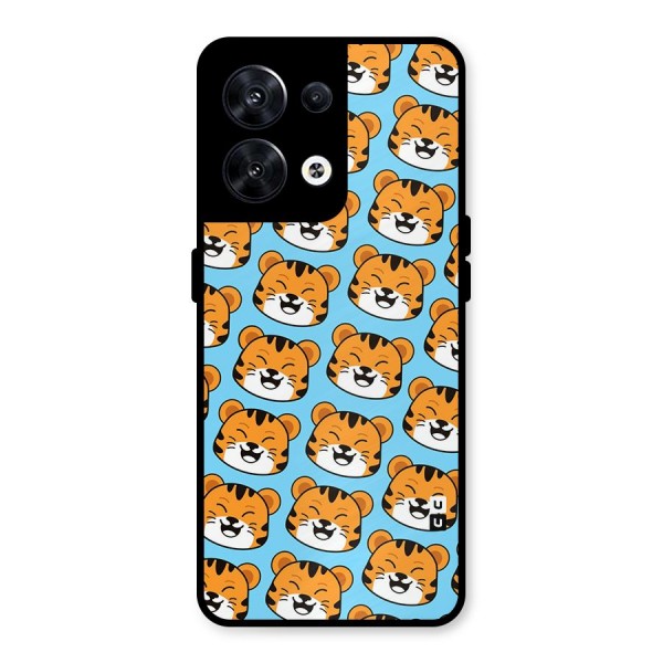 Happy Kitten Pattern Metal Back Case for Oppo Reno8 5G