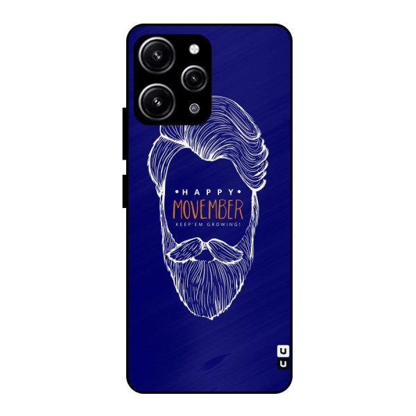 Happy Movember Blue Glass Back Case for Redmi 12 4G