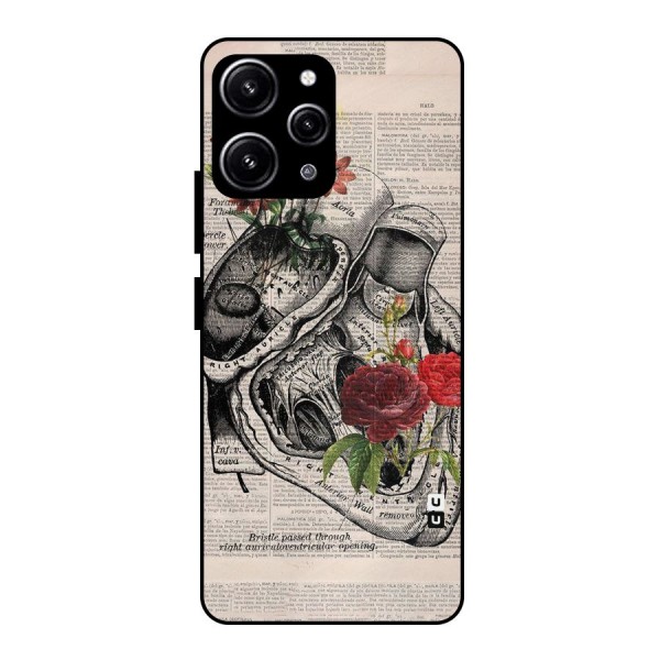 Heart Newspaper Glass Back Case for Redmi 12 4G