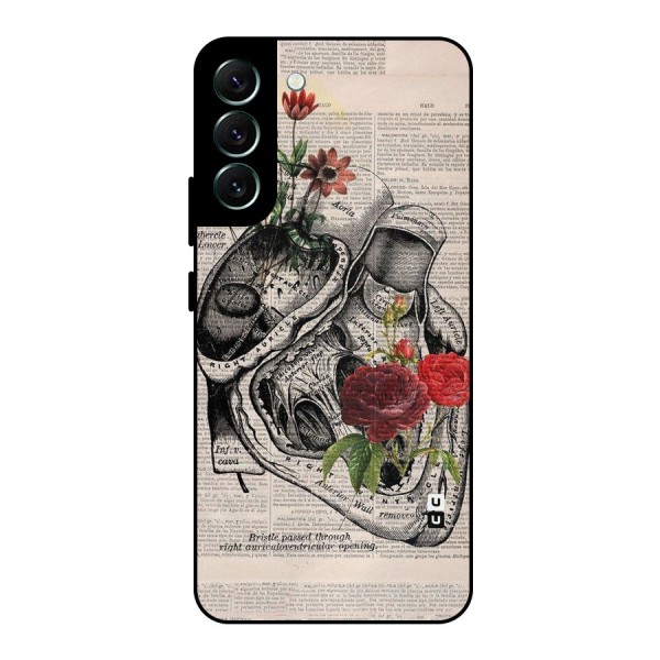 Heart Newspaper Metal Back Case for Galaxy S22 Plus 5G