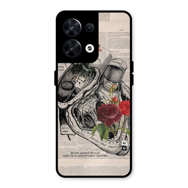 Heart Newspaper Metal Back Case for Oppo Reno8 5G