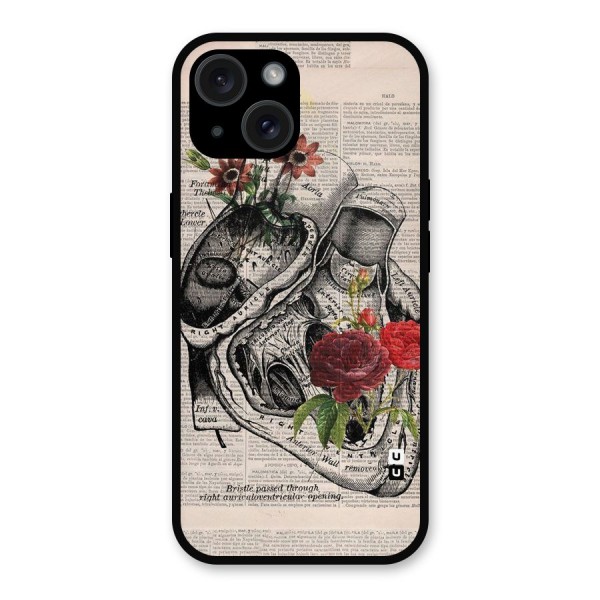 Heart Newspaper Metal Back Case for iPhone 15