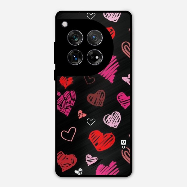 Hearts Art Pattern Metal Back Case for OnePlus 12