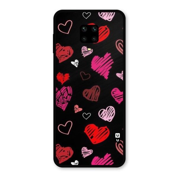 Hearts Art Pattern Metal Back Case for Redmi Note 9 Pro Max