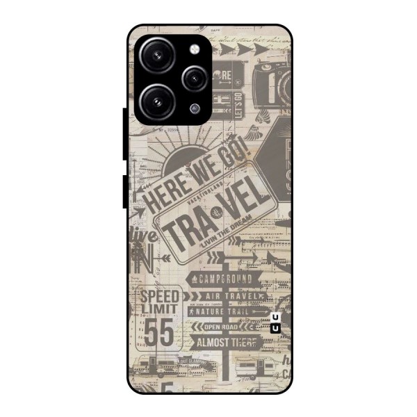 Here We Travel Glass Back Case for Redmi 12 4G