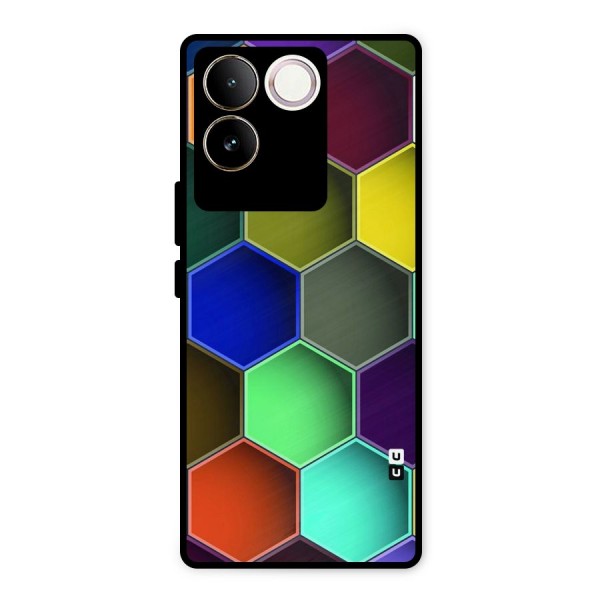 Hexagonal Palette Metal Back Case for Vivo T2 Pro