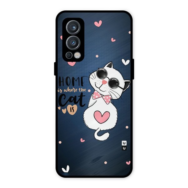 Home Where Cat Metal Back Case for OnePlus Nord 2 5G