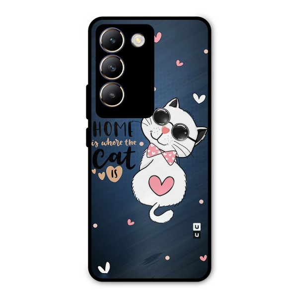 Home Where Cat Metal Back Case for Vivo Y200e