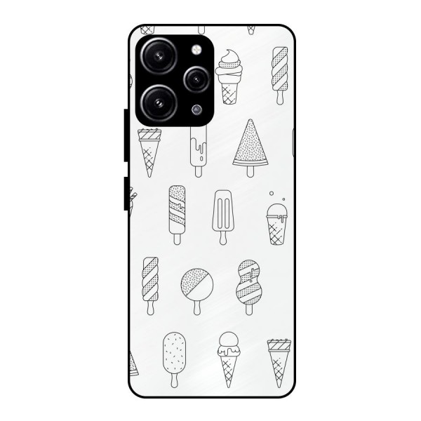 Ice Cream Lines Glass Back Case for Redmi 12 4G