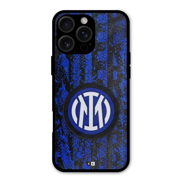 Inter Milan Texture Metal Back Case for iPhone 16 Pro Max