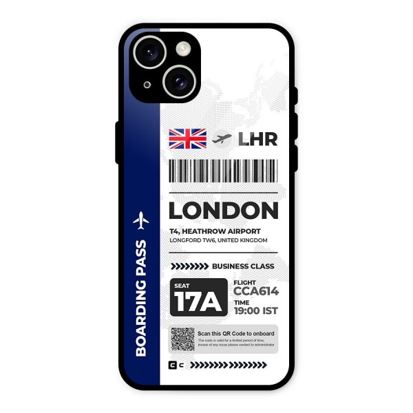 International Boarding Pass London Glass Back Case for iPhone 15 Plus