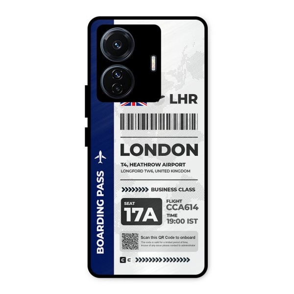 International Boarding Pass London Metal Back Case for Vivo T1 Pro