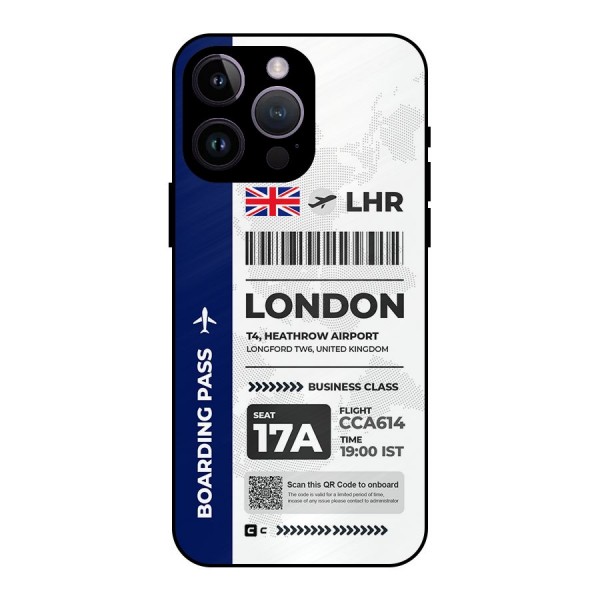 International Boarding Pass London Metal Back Case for iPhone 14 Pro Max