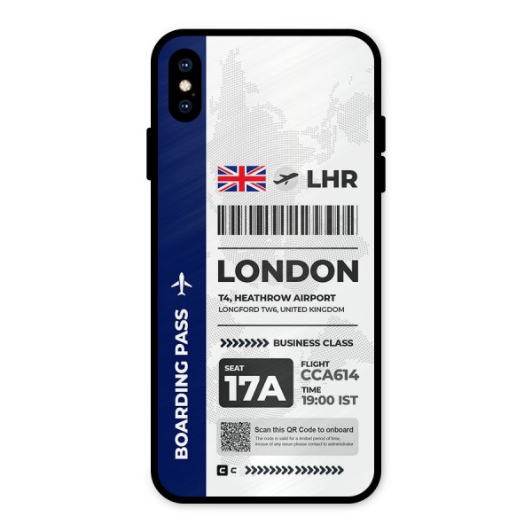 International Boarding Pass London Metal Back Case for iPhone XS Max