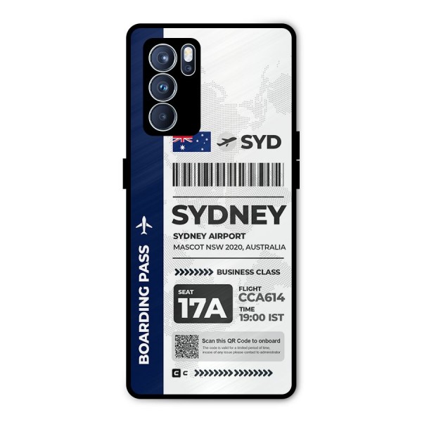International Boarding Pass Sydney Metal Back Case for Oppo Reno6 Pro 5G