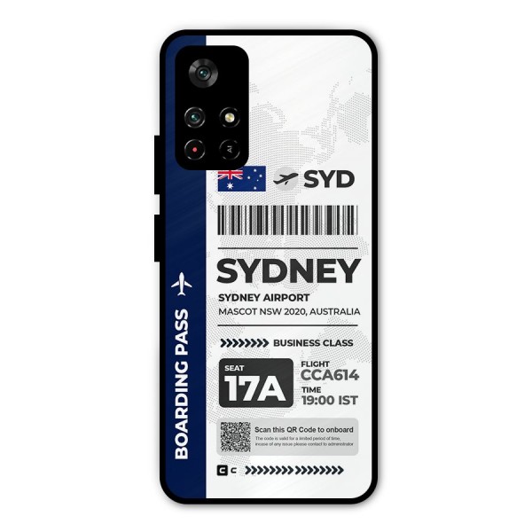 International Boarding Pass Sydney Metal Back Case for Poco M4 Pro 5G