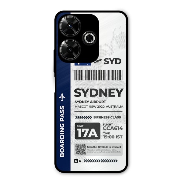 International Boarding Pass Sydney Metal Back Case for Poco M6 Plus