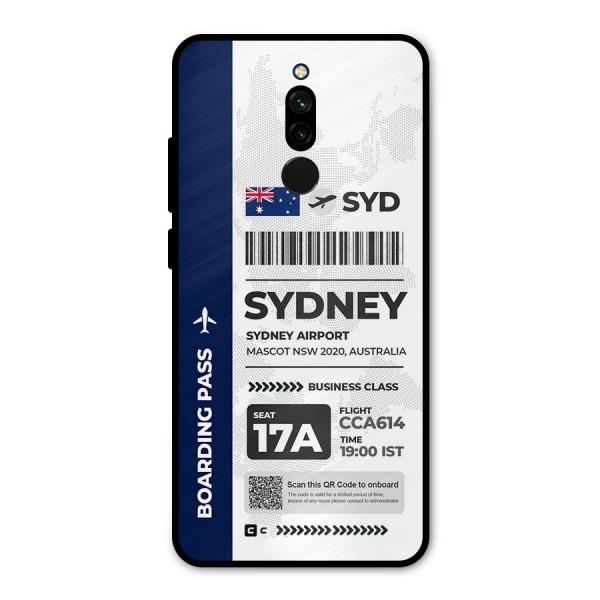International Boarding Pass Sydney Metal Back Case for Redmi 8