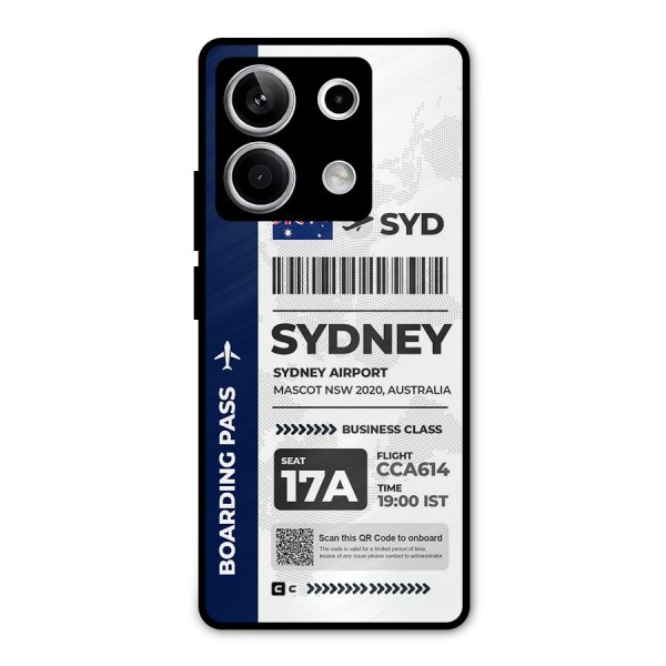 International Boarding Pass Sydney Metal Back Case for Redmi Note 13 5G