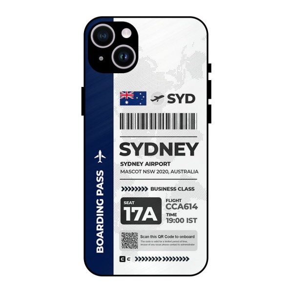 International Boarding Pass Sydney Metal Back Case for iPhone 14 Plus
