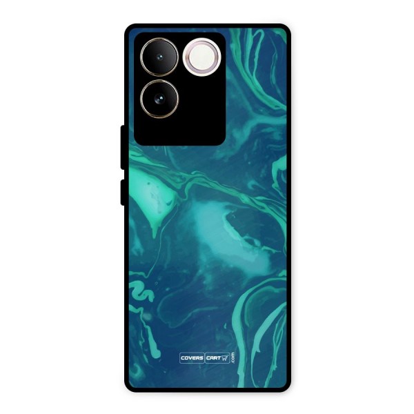 Jazzy Green Marble Texture Metal Back Case for Vivo T2 Pro