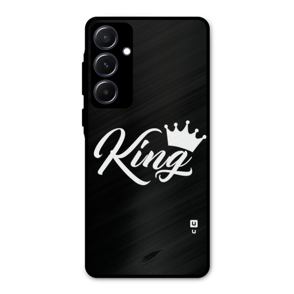 King Crown Typography Metal Back Case for Galaxy A55