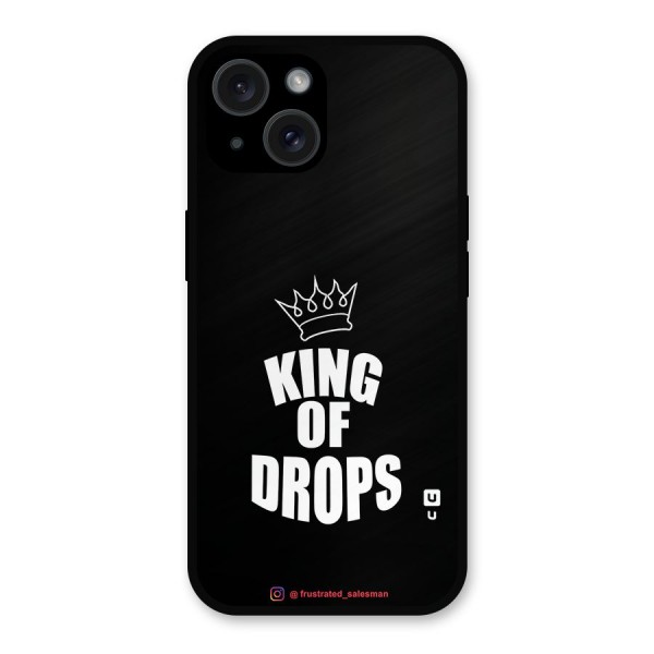 King of Drops Black Metal Back Case for iPhone 15