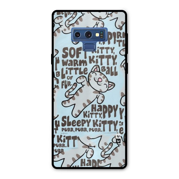 Kitty Pattern Metal Back Case for Galaxy Note 9