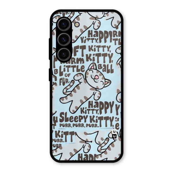 Kitty Pattern Metal Back Case for Galaxy S23