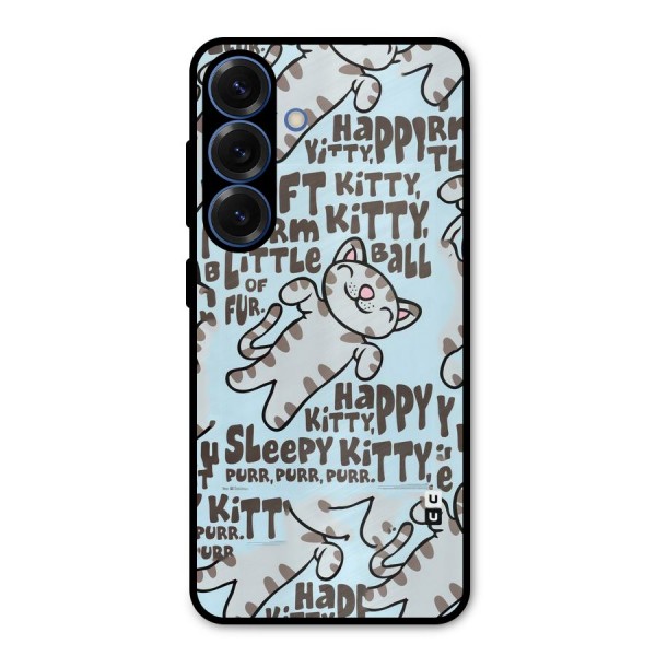 Kitty Pattern Metal Back Case for Galaxy S25