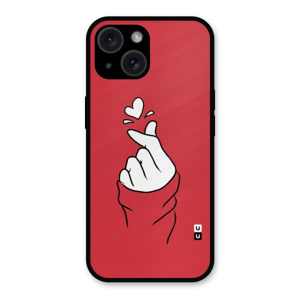Korean Love Sign Metal Back Case for iPhone 15