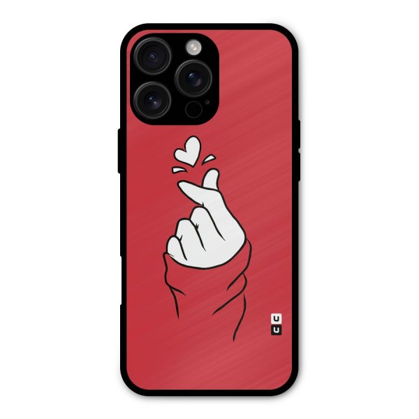 Korean Love Sign Metal Back Case for iPhone 16 Pro Max