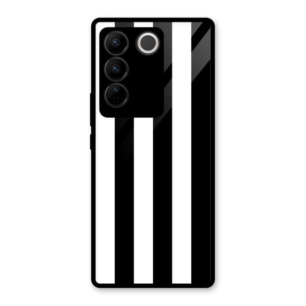 Lavish Black Stripes Glass Back Case for Vivo V27 Pro