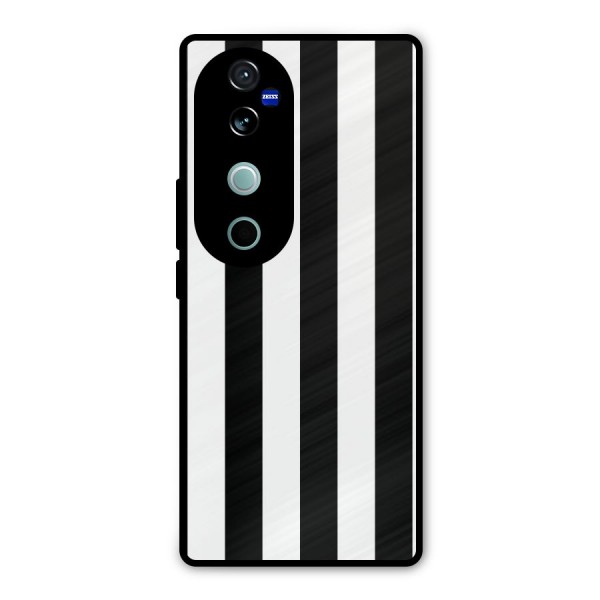Lavish Black Stripes Metal Back Case for Vivo V40 Pro
