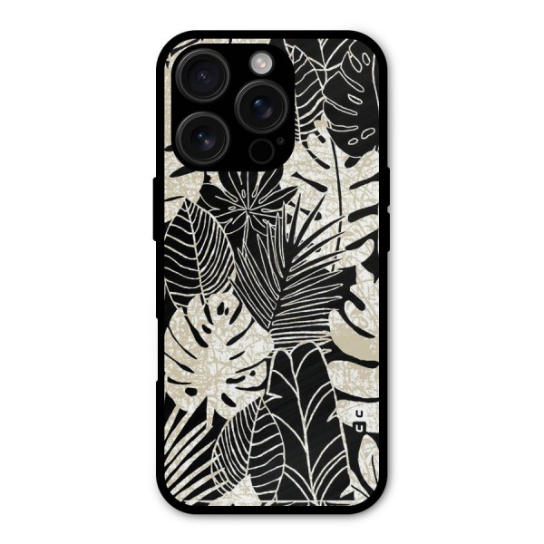Leaf Pattern Metal Back Case for iPhone 16 Pro