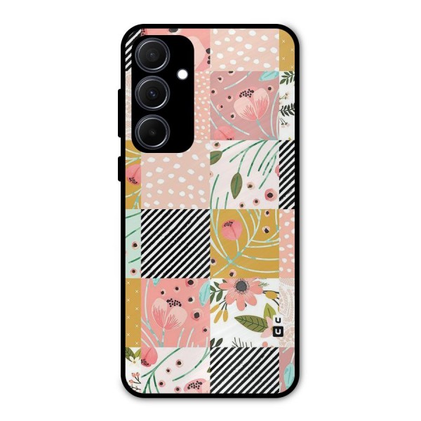Leaf Stripe Polka Metal Back Case for Galaxy A35
