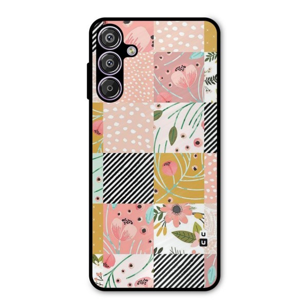 Leaf Stripe Polka Metal Back Case for Galaxy F15