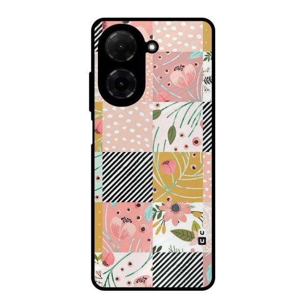 Leaf Stripe Polka Metal Back Case for Poco C71