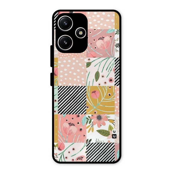 Leaf Stripe Polka Metal Back Case for Redmi 12 5G
