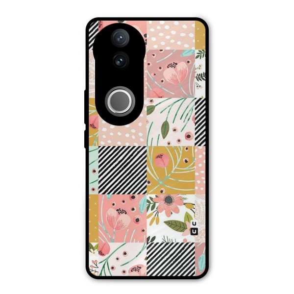 Leaf Stripe Polka Metal Back Case for Vivo V50e