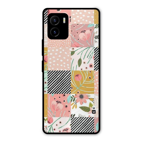 Leaf Stripe Polka Metal Back Case for Vivo Y15s