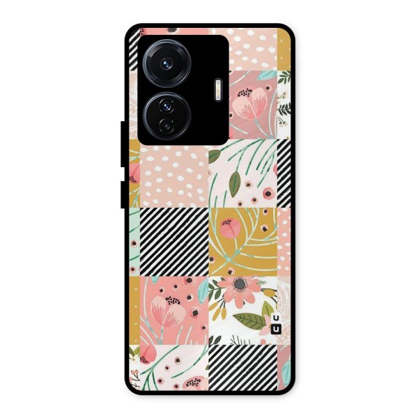 Leaf Stripe Polka Metal Back Case for iQOO Z6