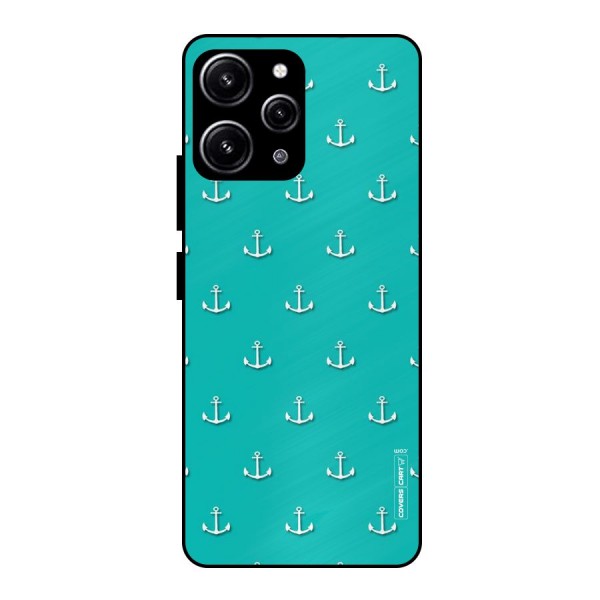 Light Blue Anchor Glass Back Case for Redmi 12 4G